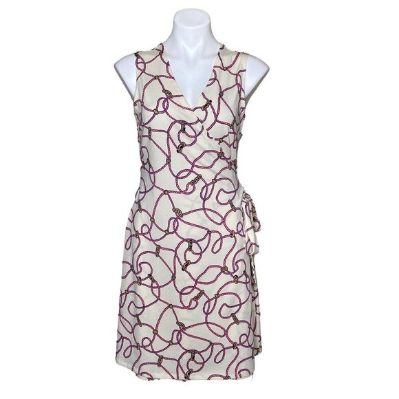 JB by Julie Brown Nautical Rope Print Wrap Dress, Sleeveless Women's Size L - Picture 1 of 10